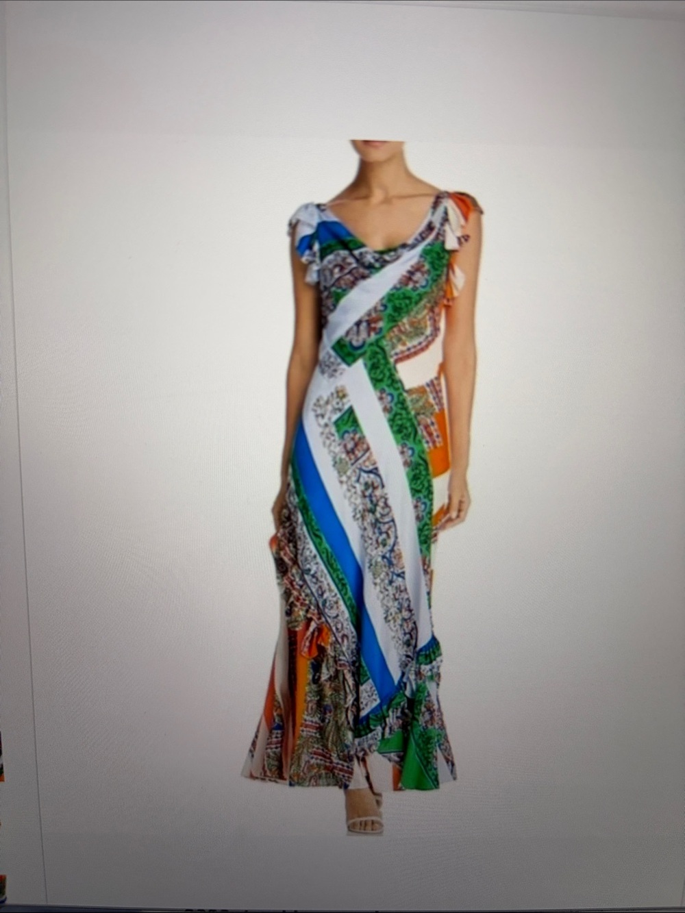 Tory Burch Grand Voyage Ruffled Patchwork Maxi Dress